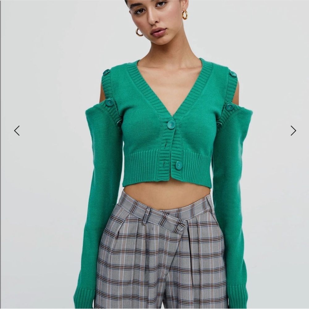 For Love and Lemons Green cropped cardigan